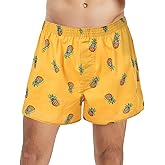 Cinvik Mens Boxers Premium 100% Cotton Soft Loose Pajama Plaid Sleep Shorts Male Short Leg Funny Boxers Small Medium Large