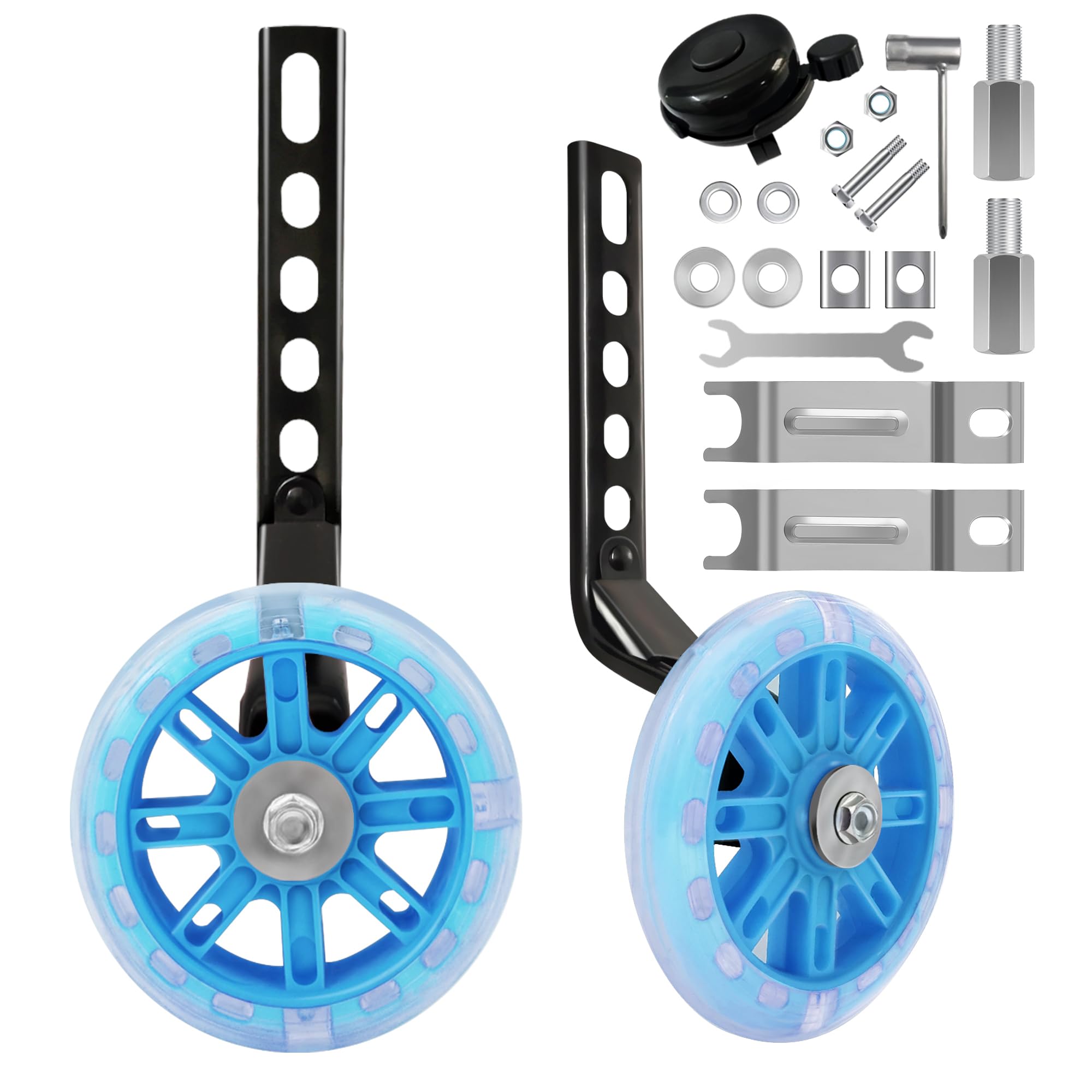 TenFans Kids Bike Stabilizers - Child Bicycle Wheel Stabilizer for Kids Bike 12 14 16 18 20 Inch Adjustable Bicycle Training Wheels with Mute Flash Wheels