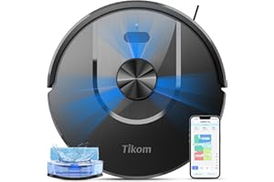 Tikom Robot Vacuum and Mop Combo, 6000Pa Automatic Robotic Vacuum Cleaner, Smart Mapping, 150 Min Max, Ideal for Pet Hair, Hardfloors, Carpets, Home(L8000 Pro)