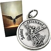 Westmon Works St Michael Medal Set Round Metal Medallion with Holy Prayer Card