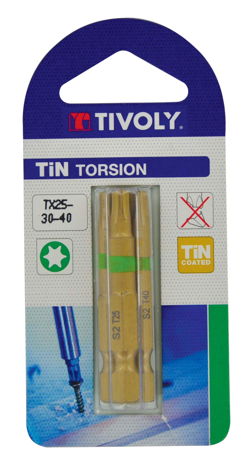 TIVOLY 11522420002 Set of 3 Torsion Screw Bits for Torx Screws Tx25-30-40 Length 50 mm Screwdriver