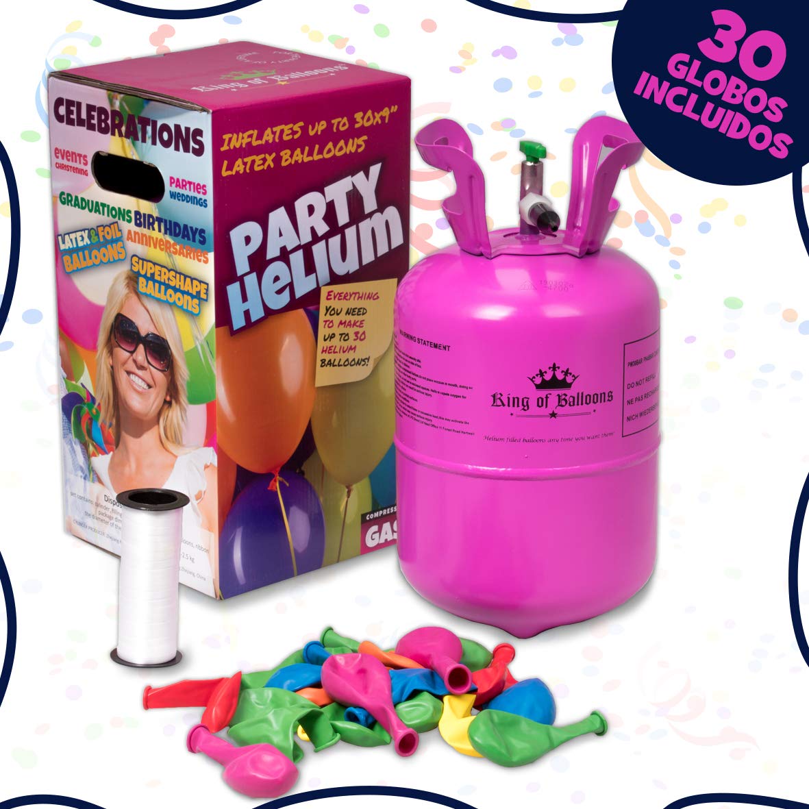 Para Hinchar 50 Globos De Latex Incluidos Bombona De Helio Desechable Mister Helio Articulos De Fiesta Com Decoracion Para Fiestas