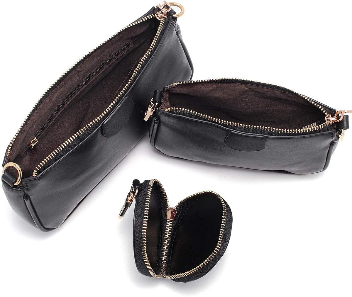 Small Crossbody Bags for Women Multipurpose Golden Zippy Handbags with Coin Purse including 3 Size Bag (Black): Handbags: 