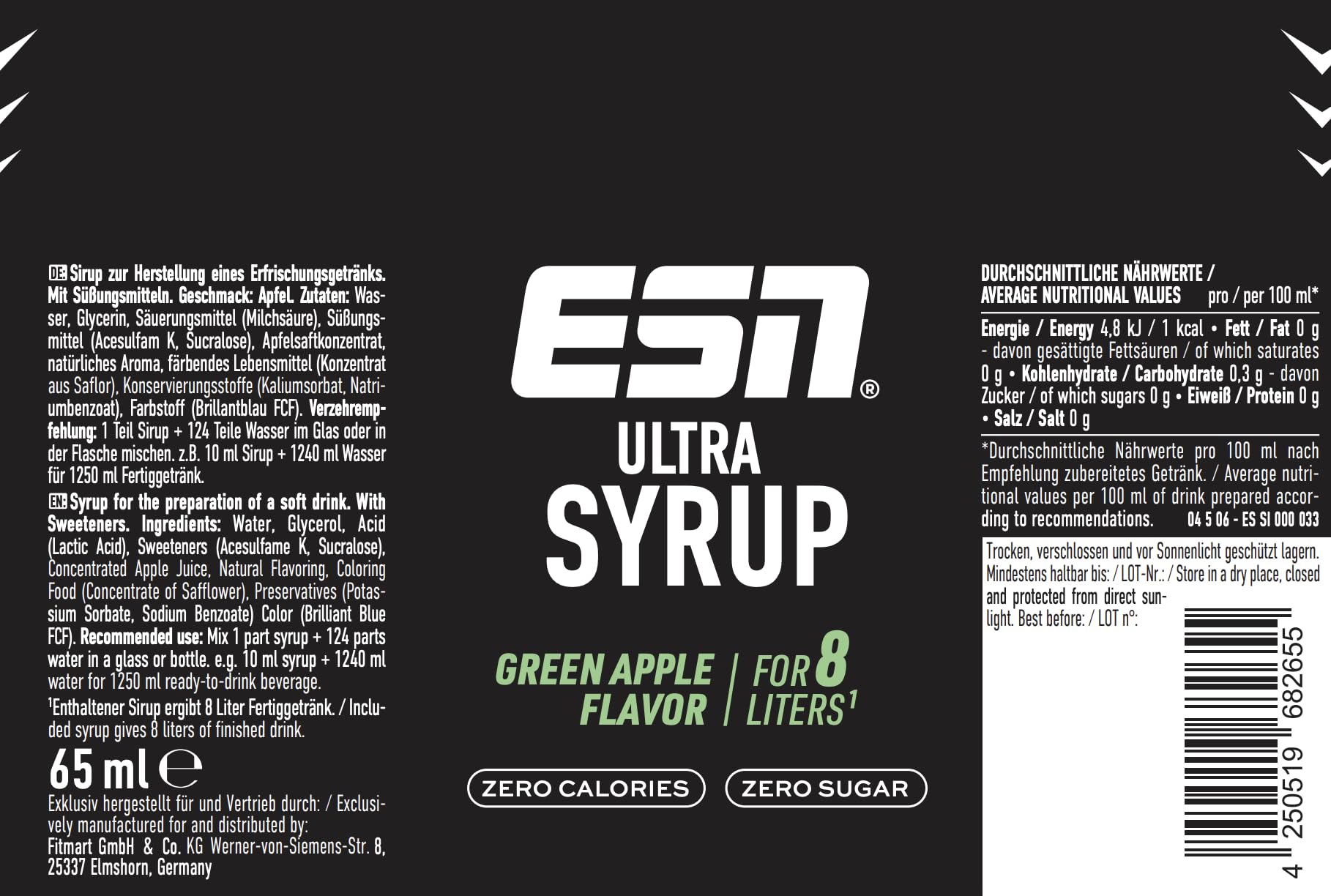 ESN Ultra Syrup, Green Apple, 65 ml, für 8 l Fertiggetränk, zuckerfreier Sirup, hochkonzentriert, zero Kalorien - made in Germany 4