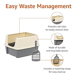 Amazon Basics Large Cat Litter Box with High