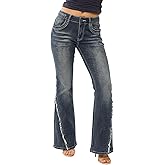 Women Bell Bottom Jeans Lace Up Bow Stretch Flare Denim Pants Cute Y2k Vintage Jeans