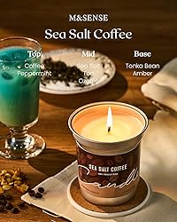 M&SENSE Vegan Soy Wax Candle, Sea Salt Coffee