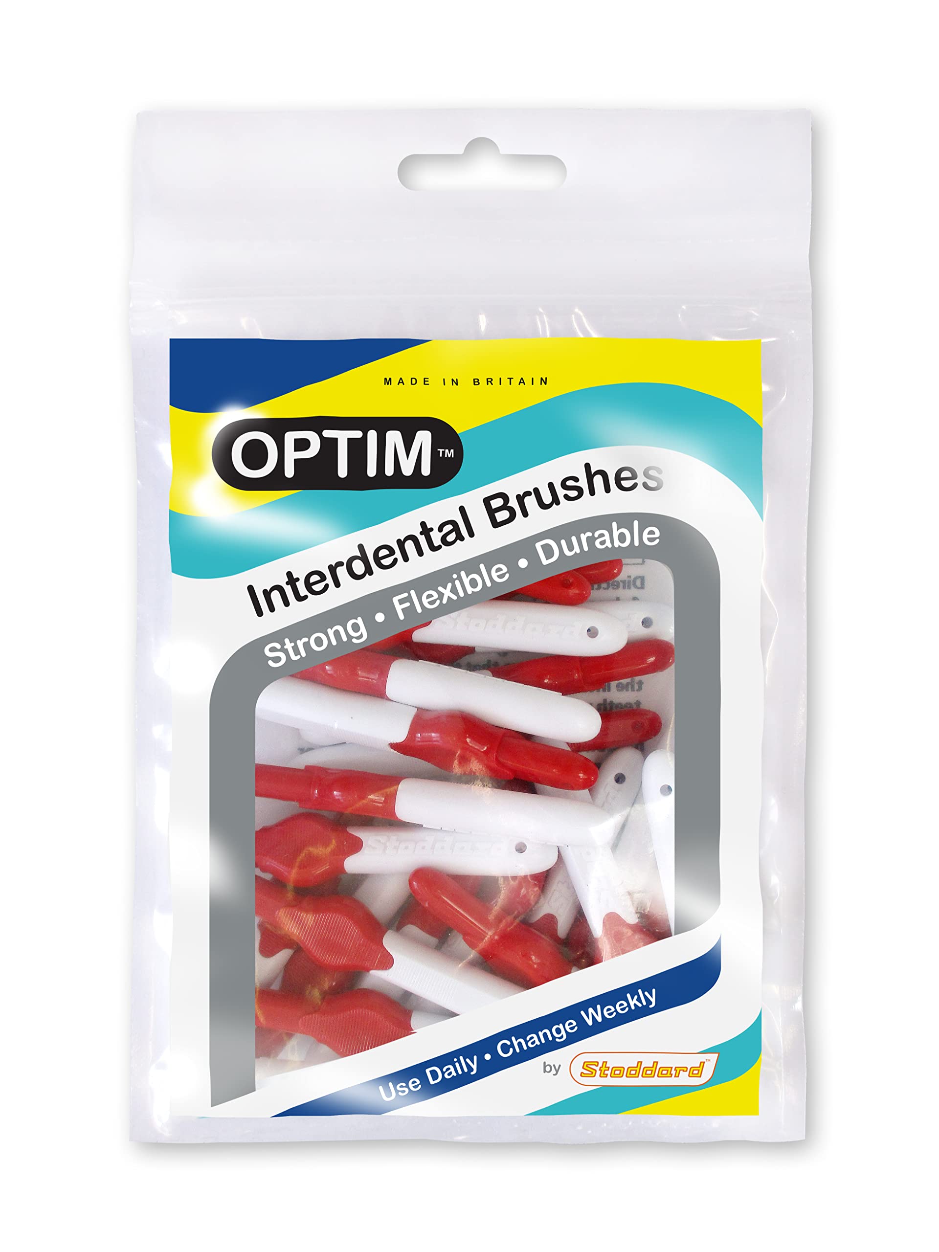 Stoddard OPTIM Interdental Brushes, Pack of 25, Red, 0.5 mm Size 2