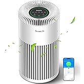 GoveeLife Smart Air Purifier for Home Large Room Up to 1524 sq.ft.with Washable Filter, Integrated PM 2.5 Air Quality Sensor,WiFi, Air Purifier for Smoke, Wildfire, Pet Hair,24dB, White