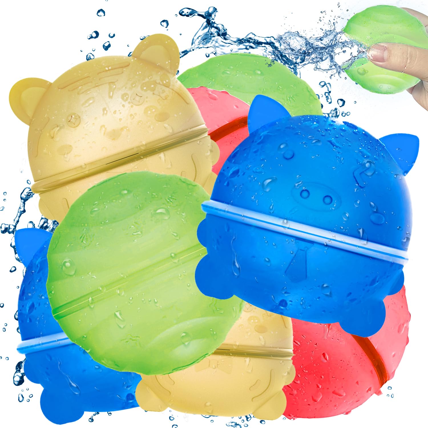 EvieBee Reusable Water Balloons for Kids, Outdoor Water Toys for Summer Games, Water Bombs for Swimming Pool Party, Silicon Water Ball Beach Toys for Water Fight, self Sealing Water Baloons