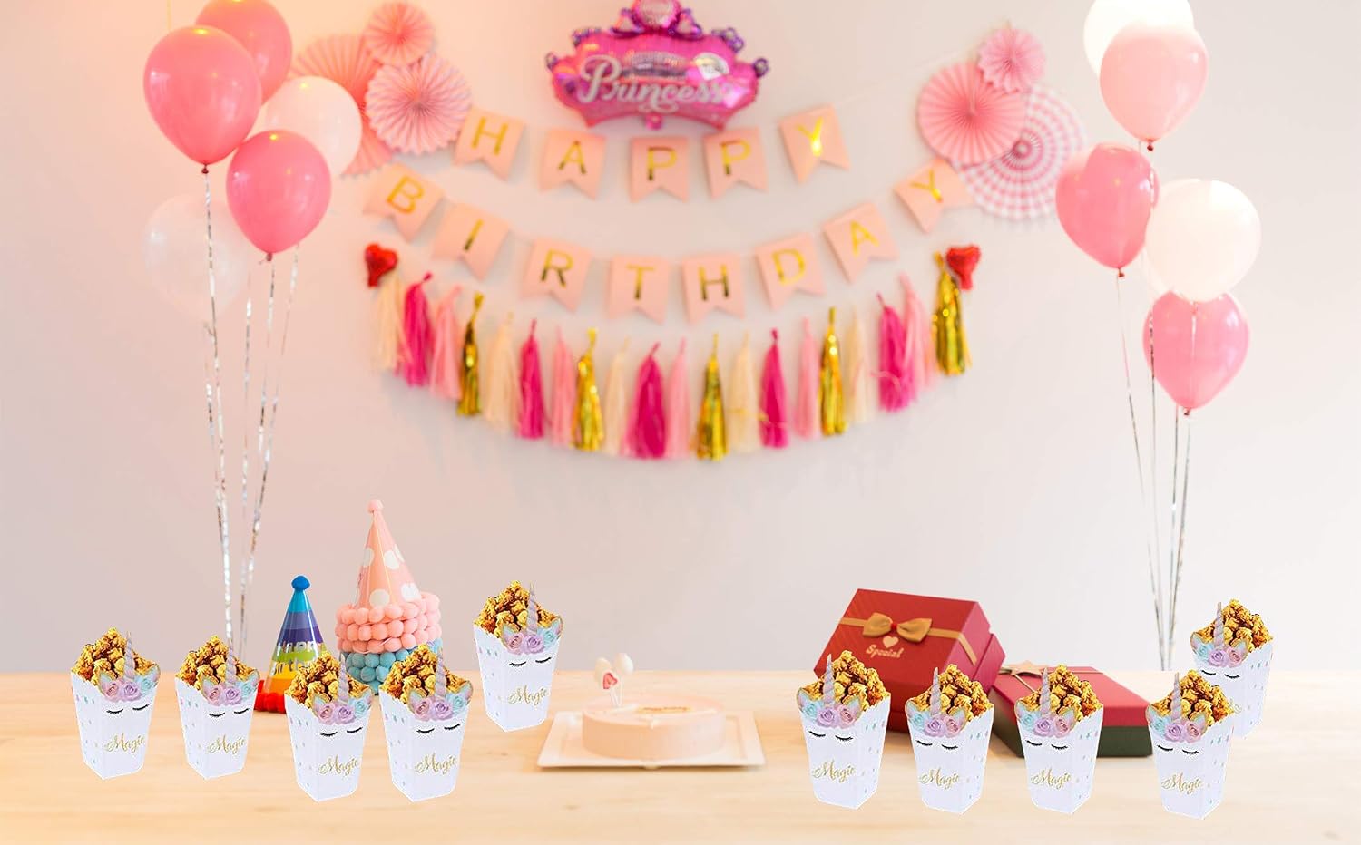 Sumerk 12 Pack Unicorn Popcorn Boxes Snack Boxes Candy Boxes Unicorn Party Favor Boxes Party Food Cookie Containers Baby Shower Birthday Party Decorations Supplies - Image 5