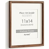 11x14 Picture Frame, USA-Sourced Natural Walnut Wood Photo Frame with Tempered Glass, Handcrafted Rounded Corner 11 x 14 Wooden Frame Matted to 8x10 Photos, Wall or Tabletop Display