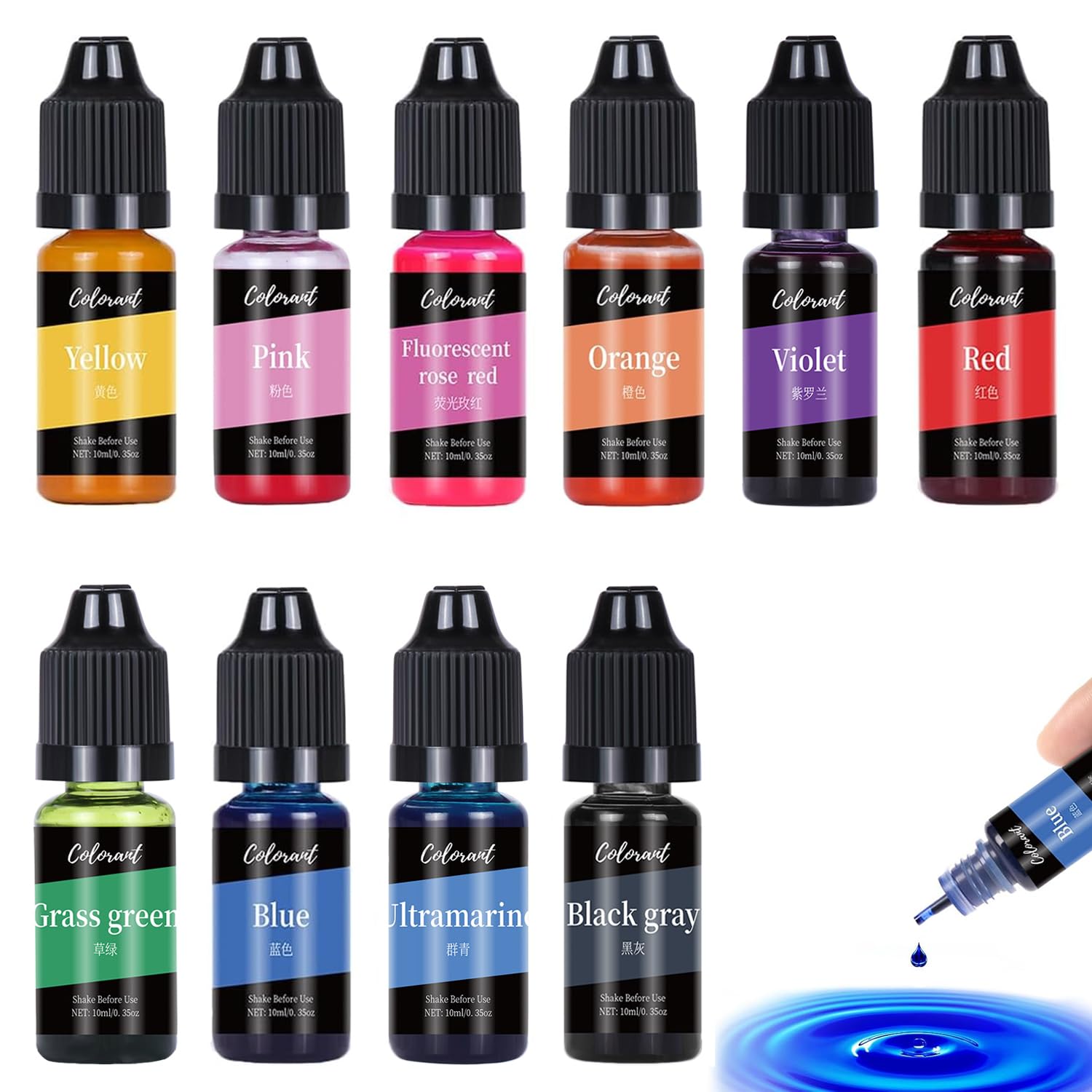 Candle Dye, 10 Colors Liquid Candle Colour Dye for Soy Wax, Oil-Based Highly Concentrate Wax Dyes for Wax Melts, Each 10 Ml