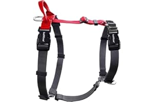 LufeLux Non-Restrictive Dog Harness Medium Sized Dog, Easy Walk Freedom No Pull Harness, Keep Balance, Neck-Buckle, Every Part is Adjusterable, Back and Front Leash Clips, Red/Black