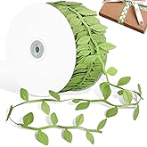 Naidiler Leaf Ribbon, 20Yards Artificial Green Ribbons for Crafts, Grass Olive Green Leaf Trim Rope for Baby Shower Wedding Party Wrapping Home Decor Wreath Garland