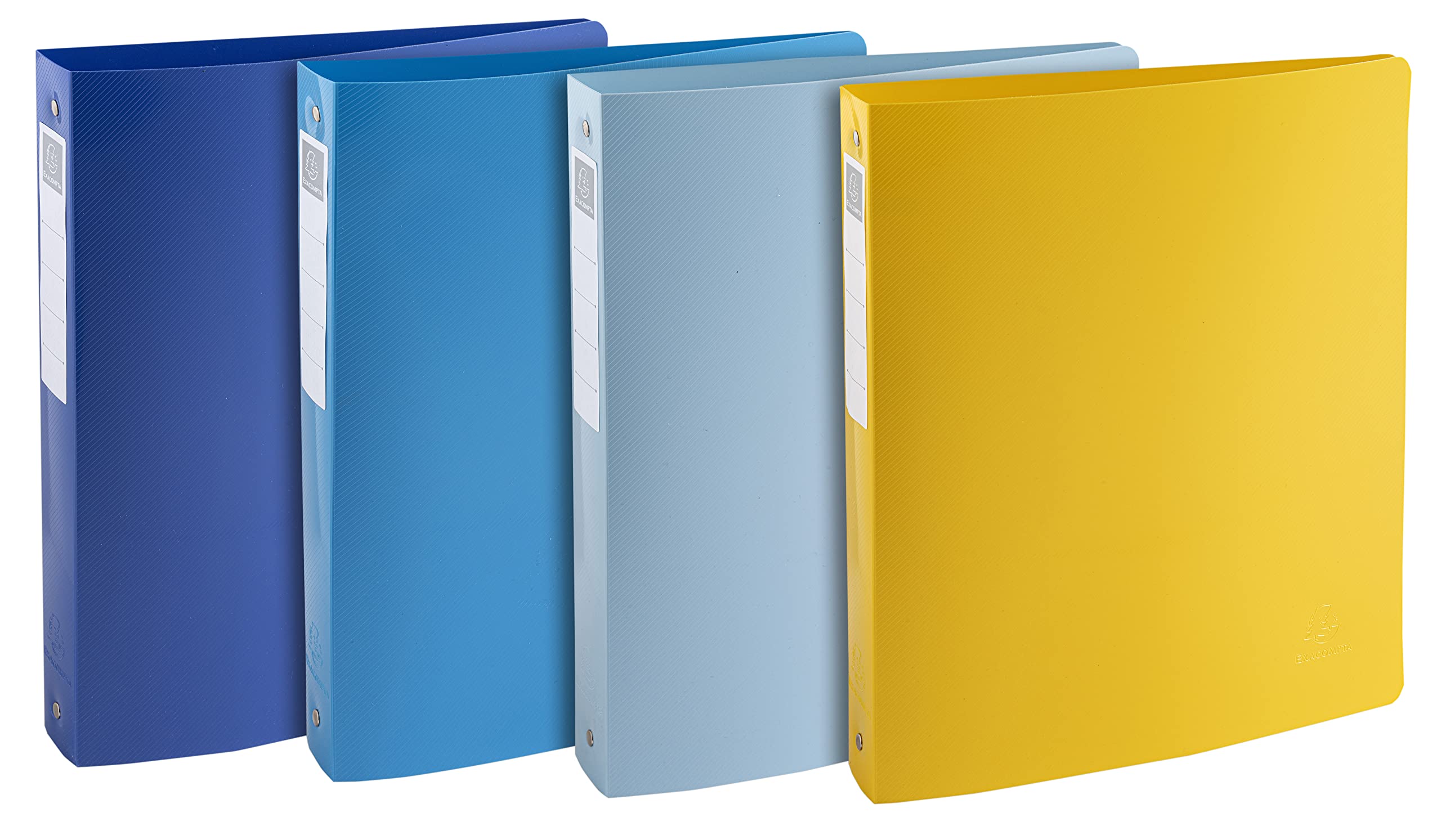Exacompta - Ref. 51140E - Set of 4 Bee Blue semi-rigid binders - 4 round rings 30 mm diameter - 40 mm spine - external dimensions 32 x 26.8 cm - A4 maxi file format - assorted colors