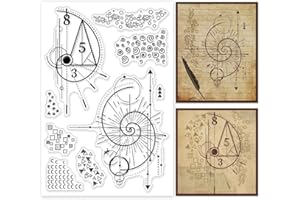 GLOBLELAND Fibonacci Texture Background Clear Stamps for Cards Making Creative Science Clear Stamp Seals Transparent Stamps for DIY Scrapbooking Photo Album Journal Home Decoration