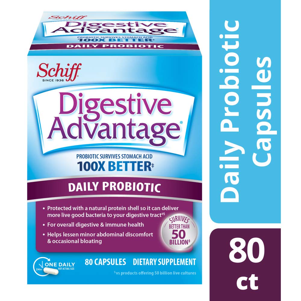 Daily Probiotic Capsule Digestive Advantage 80 Capsules, Survives 100x...