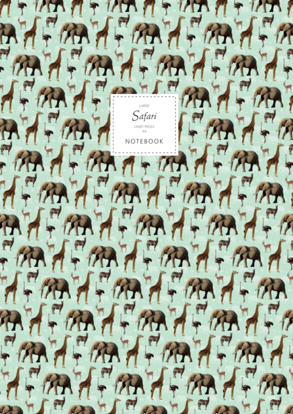 Safari Notebook - Lined Pages - A4 - Premium: (Mint Green Edition) Fun Animal Notebook 192 lined pages (A4 / 8.27x11.69 inches / 21x29.7cm)