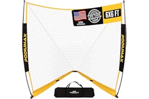 PodiuMax Lacrosse Goal 6x6x7FT, with Upgrade Square Steel Frame Base, Foldable Lacrosse Goal Net with Carry Bag, Portable Lacrosse Net for Backyard Field Outdoor for Youth & Adults