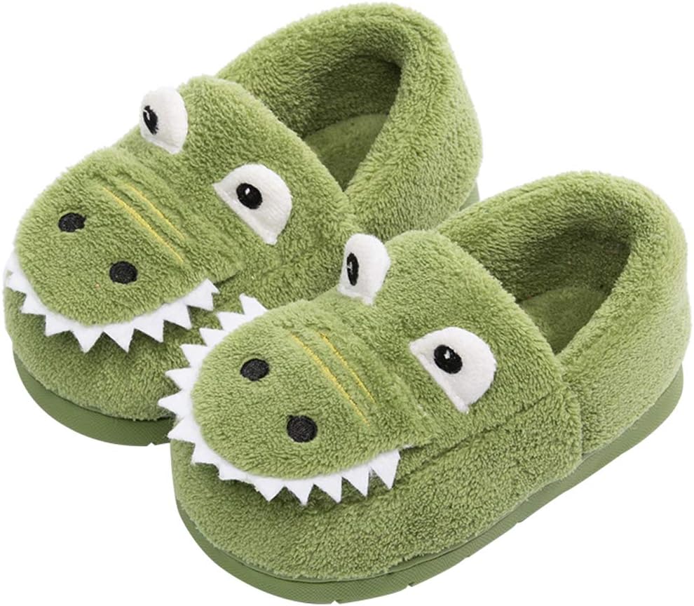 Boys Girls Warm Dinosaur House Slippers Toddler Kids Fuzzy Indoor Bedroom Shoes