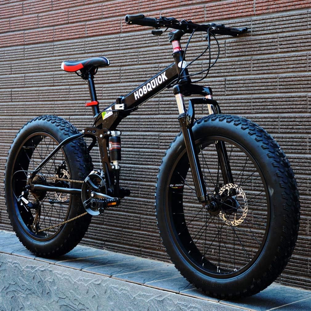 Fat Tire Mountain Bike, Double Disc Brake/HighCarbon Steel Frame Cruiser Mens Bikes, 26 Inch