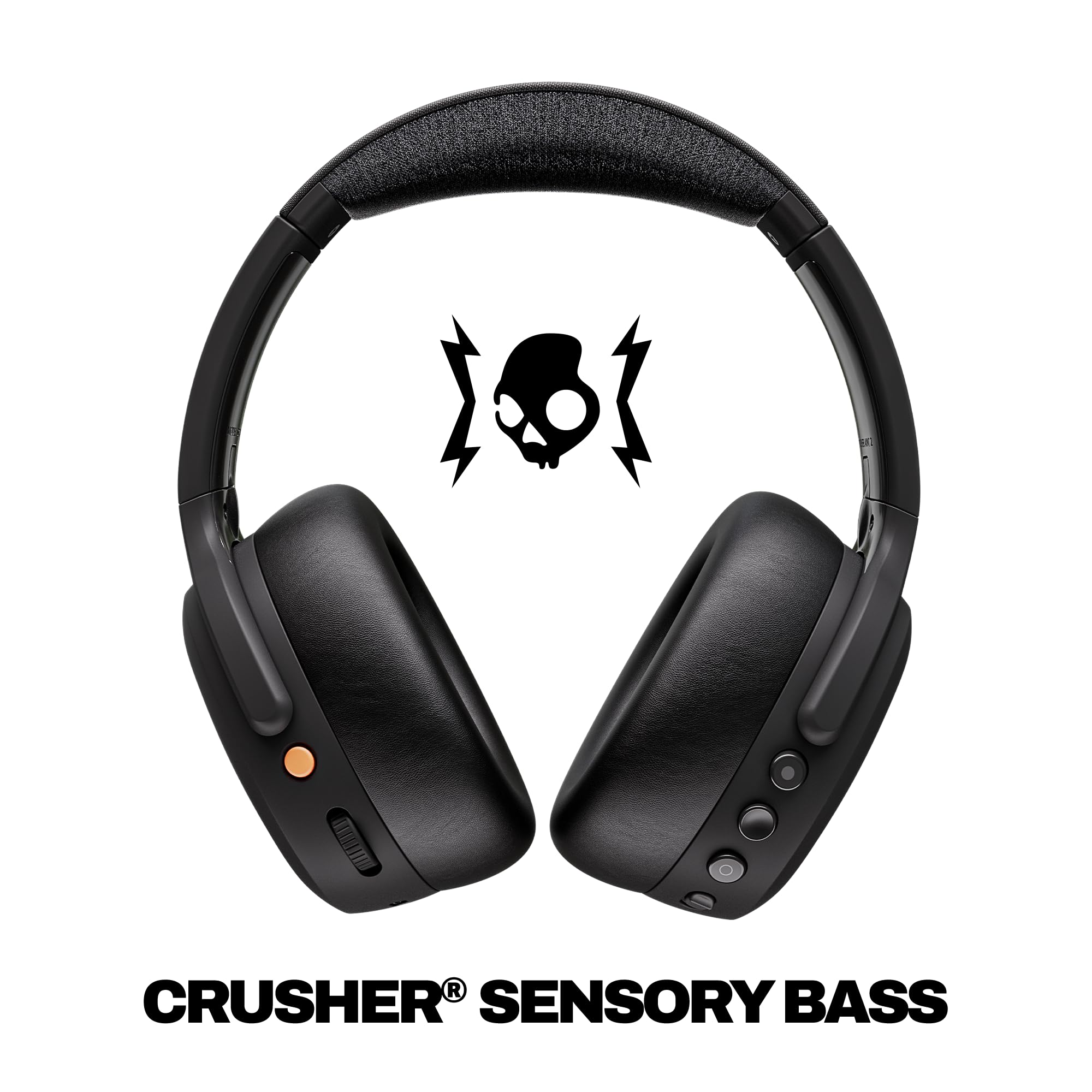 Skullcandy Crusher ANC 2 Wireless Over-Ear Bluetooth Headphones with Multi-Sensory Bass, Active Noise Cancelling, Up to 60 Hours Battery, Microphone for iPhone Android - True Black