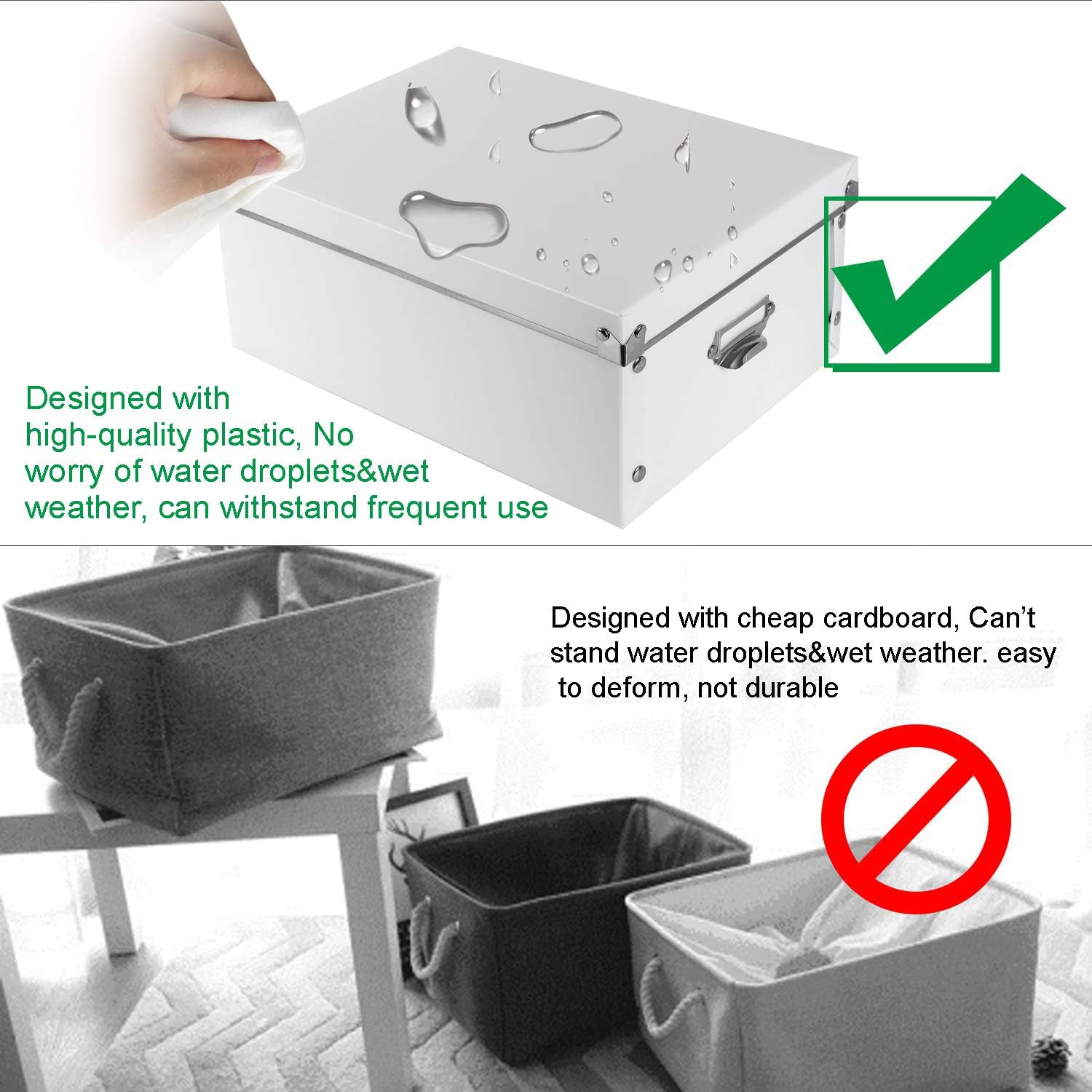 SEEKIND Office Storage Boxes with Lid, Water-Proof Storage Bins for Toys,Shoes,Clothes,Office.(White): Office Products