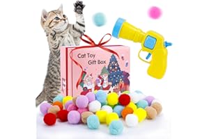 Hggha Cat Ball Launcher Gun and Plush Cat Toy Balls - 80Pcs Kitty Toys for Playing, Fetching and Training Bored Indoor Adult Cats