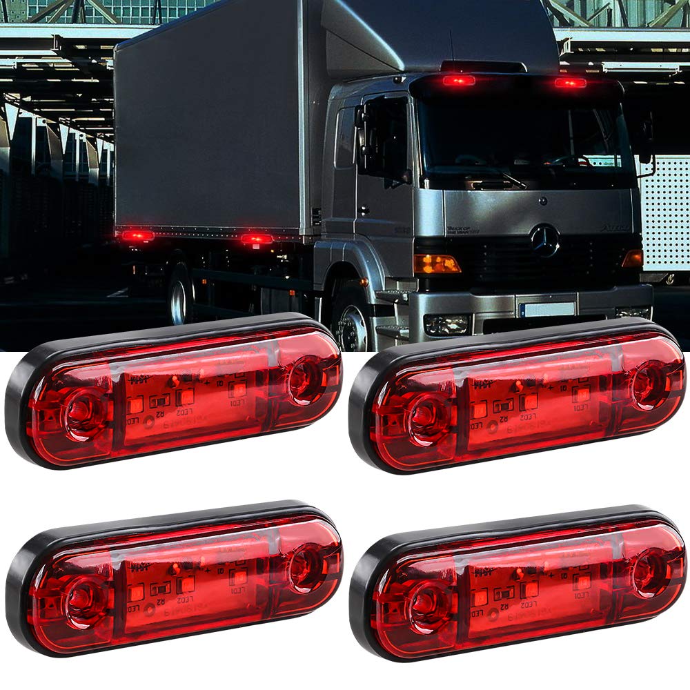 yifengshun 4pcs LED Side Marker Indicator Light Front Rear Side Position Lamps 12V for Truck Camper Van Lorry RV Marker Lights(Red)
