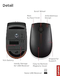 Lenovo 300 Wireless Mouse – Computer Mouse for