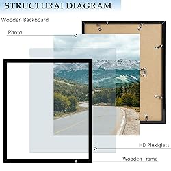 QOTIB Wood 18x22 Picture Frame Black for Wall