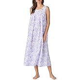 Eileen West Sleepwear & Loungewear for Women - Poetic Woven Lawn Collection - 100% Cotton Lightweight Sleeveless Nightgown