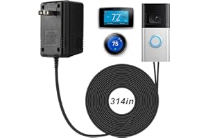 OUSALY 24VAC1A Video Doorbell Power Adapter for Ring Doorbell,Video Doorbell,Nest, Ecobee, Sensi and Honeywell Thermostats,Arlo Wireless Video doorbell Transformer(26FT Charging Cable Black)