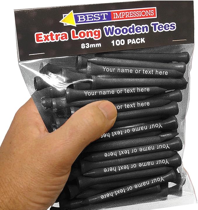 Best Impressions Personalised Extra Long Black Golf Tees (Pack of 100) Amazon.co.uk Sports