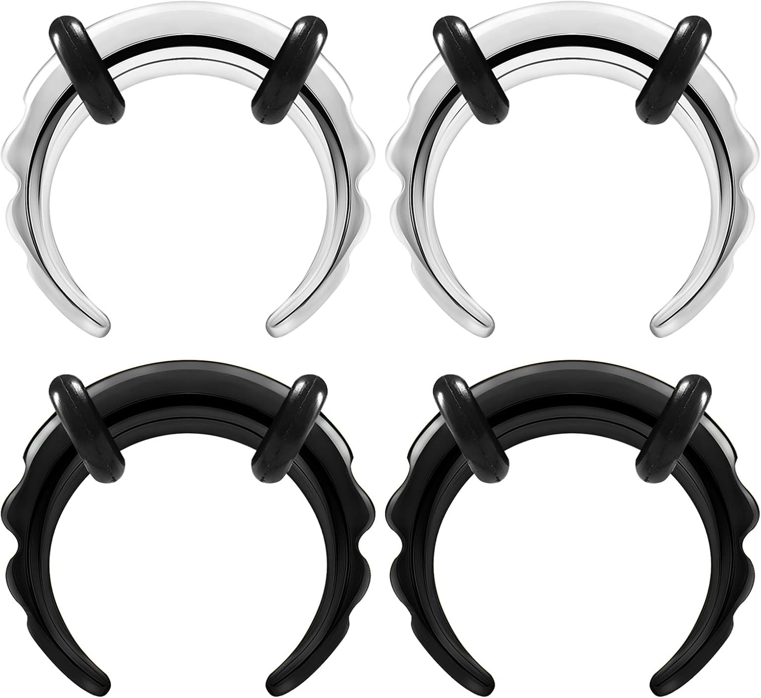 BIG GAUGES 2 Pairs of Stainless Steel 8g Gauge 3mm Black