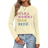 Mama Shirt Mama Long Sleeve Shirt Women Graphic Tee Mother's Day Mom Gift Casual Tops Tees