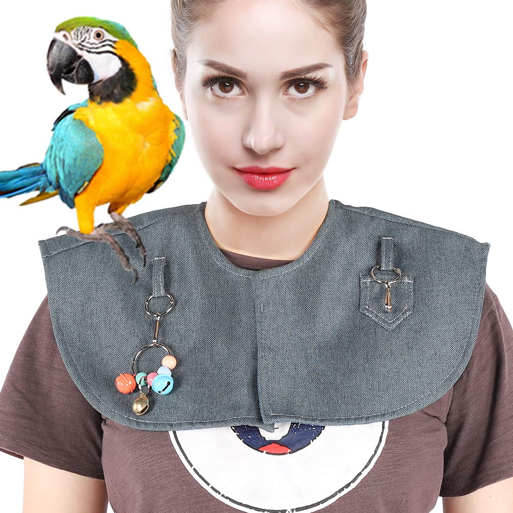 Anti-Scratch Parrot Training Shoulder Cape Protector with Stand & Bell Pendant - Adjustable Pet Bird Shoulder Pad Layer (Shawl, Ankle)