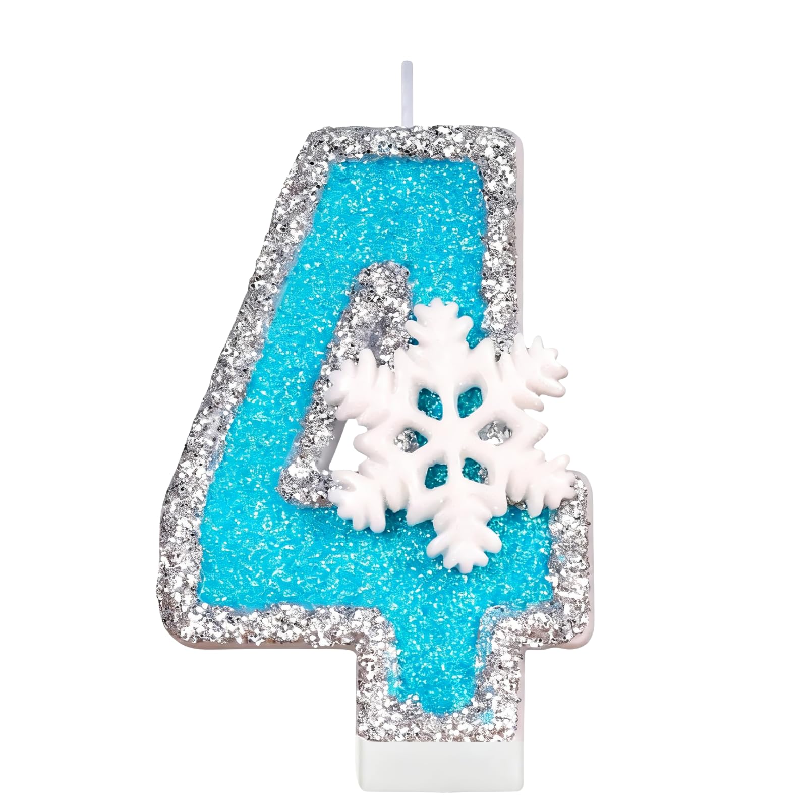 CasaPopz Birthday Number Candles for Cake, Blue Frozen Number 4 Candle, 4th Frozen Cake Topper, Fun Glitter Birthday Candles Cupcake Topper for Party Anniversary Decorations
