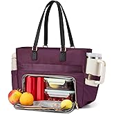 LOVEVOOK Lunch Tote Bag for Women, Work Bag with Insulated Lunch Compartment Laptop Bag Large Lunch Bag for Teacher, Daily
