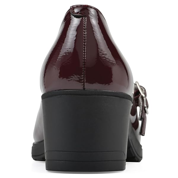 CLIFFS BY WHITE MOUNTAIN WOMEN’S HUNTA CUSHIONED DOUBLE-STRAP MARY JANE PUMP, BURGUNDY/PATENT, 8.5 M