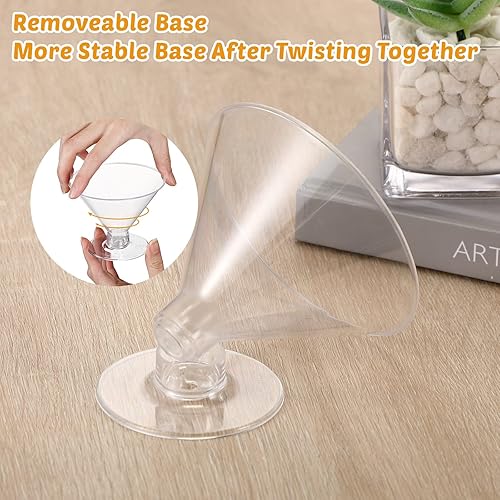 Yinkin 24 Pcs 5 Oz Plastic Martini Glasses - Disposable Stemless Cocktail Cups For Parties, Wedding, Desserts