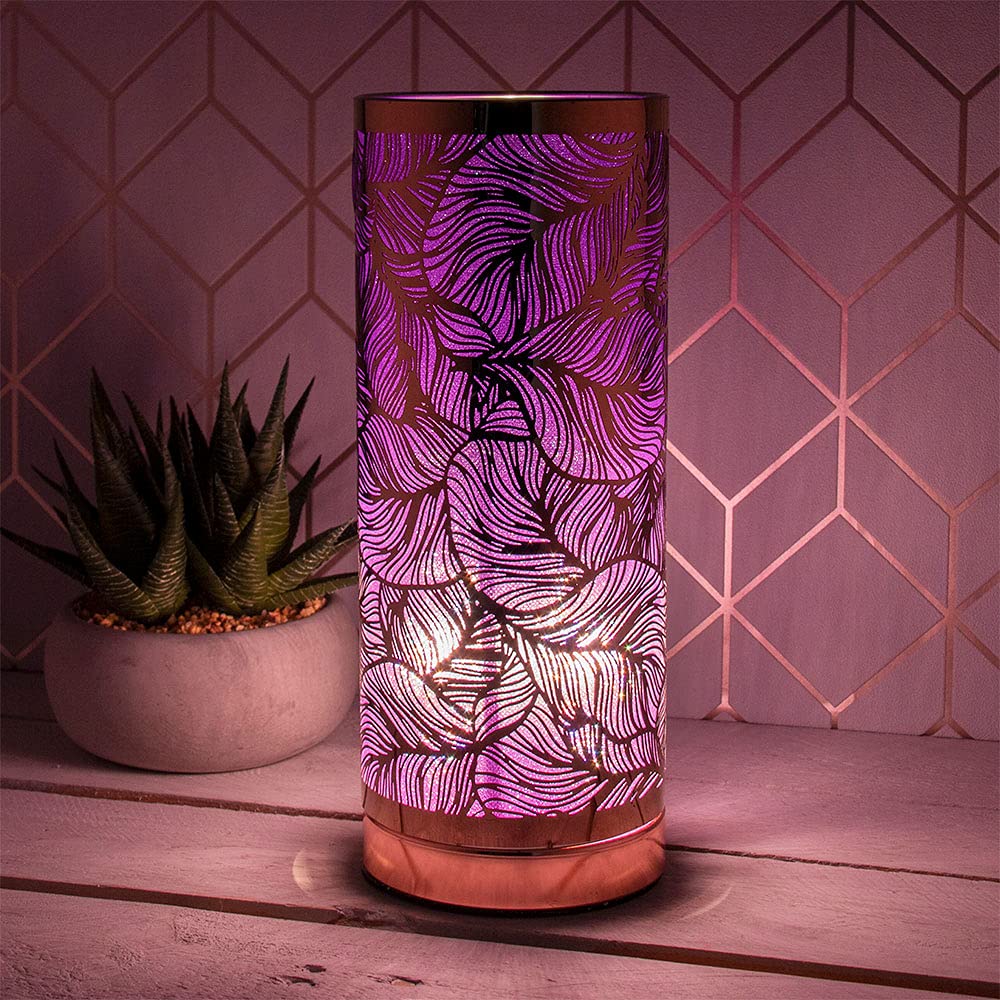 lesser and pavey Cylindrical Desire Aroma Lamp | Rose Gold & Purple Leaf Design | 1 Pc