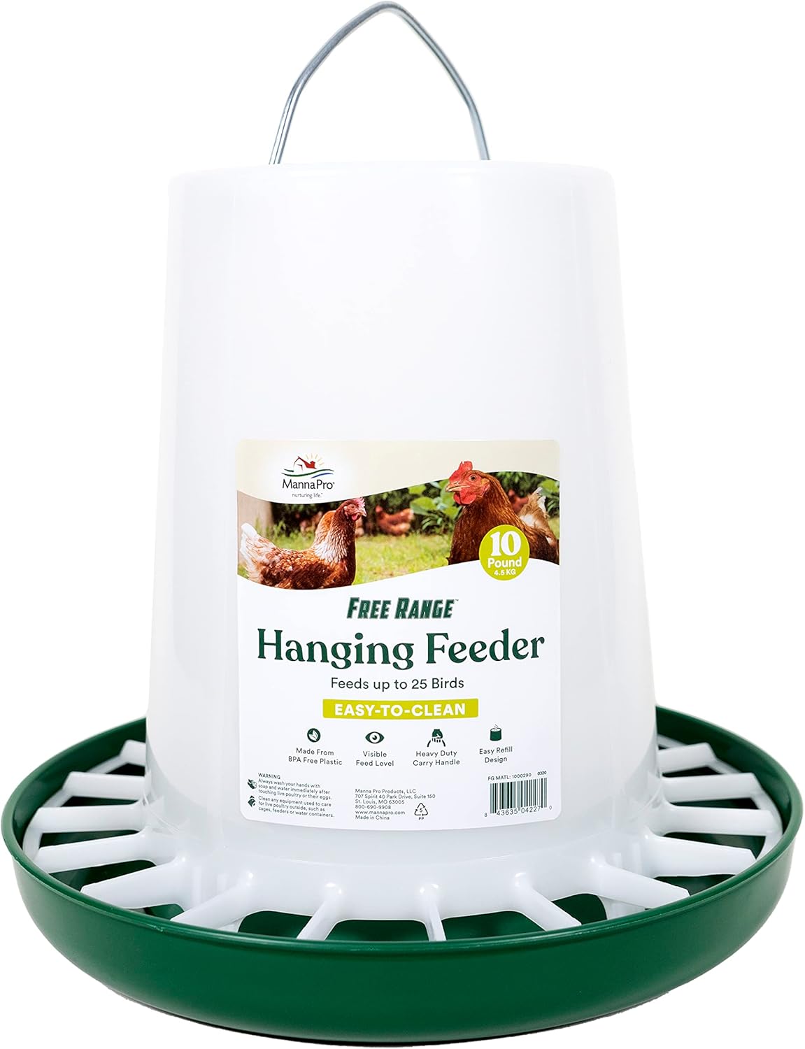 Backyard Birding & Wildlife - Harris Farms Free Range Hanging Poultry Feeder | Twist Lock Base | 10 Pound,White