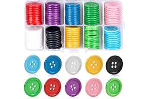 Doryum 100 PCS Colorful Buttons, 20mm 4 Hole Round Resin Button, 10 Colors Sewing Buttons Craft Buttons Colorful Round Clothe