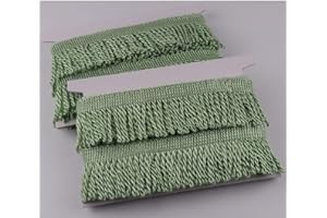 HEARTWISH Curtain Fringes Bullion Fringe Trim 2.5Inch Wide 5 Yards Long,Fabric Trims and Embellishments Curtain Weights Fringes for Sewing DIY Decoration Black Gold White (Bright Green)