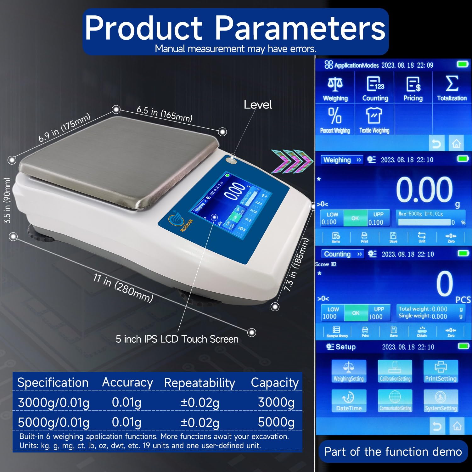 RUISHAN 5kg X 0.01g Smart Laboratory Analytical Balance Scales With ...