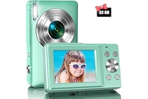 HAUYINCE Digital Camera, FHD 1080P Point and Shoot Digital Camera for Kids with 16X Zoom, Anti-Shake, 44MP Vlogging Cameras with 32GB Card, Compact Small Digital Camera for Teens, Girls, Boys Students, Green