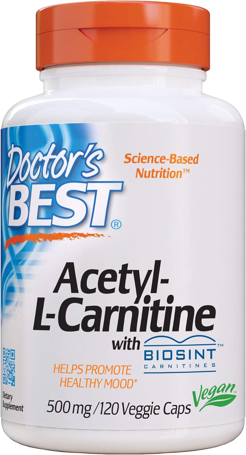 Doctor's Best Acetyl L-Carnitine, Help Boost Energy Production, Support Memory/Focus, Mood, Non-GMO, Vegan, Gluten Free, 120 Count (Pack of 1) (DRB-00152): Health & Personal Care