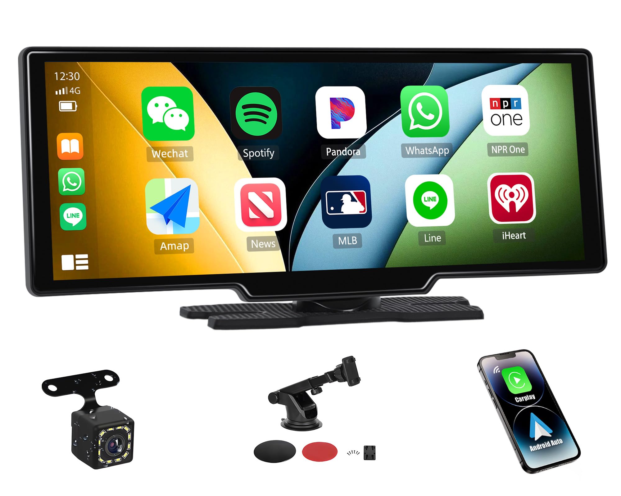 Photo 1 of 10.26" Wireless CarPlay Screen for Car, HD Touchscreen Portable Car Stereo with Apple CarPlay, Android Auto, Backup Camera, Super Link, Voice Control, Mirror Link, AUX/FM/Bluetooth Car Audio Receivers